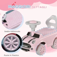 AIYAPLAY Macchina Cavalcabile per Bambini 18-36 Mesi a Spinta Manuale con Clacson, Volante Funzionante, Rosa(m-7)