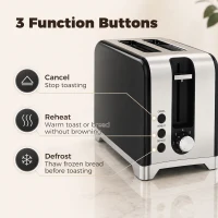 HOMCOM Waterkoker en toasterset met thermometer, 1,7 l, 2200 W waterkoker, 2-sleuven-toaster met 7 bruiningsstanden(m-7)