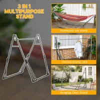 Outsunny Foldable Hammock Stand, Portable Hammock with Metal Frame, 2 in 1 Hammock Net Stand, Clothes Drying Rack, Load Capacity 120kg, for Patio, Garden, Yard, Black(m-4)