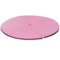 HOMCOM Tapis de Pole Dance Pliable - Tapis de Protection Ø 150 cm Épaisseur 5 cm - Revêtement Plastique Rose(m-11)