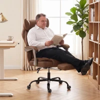 HOMCOM Executive Office Chair, Leathaire Big and Tall Office Chair 180 kg with Wide Seat, Reclining, Lumbar Support, Brown(m-8)