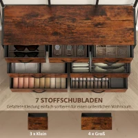 HOMCOM Garderobenständer, Kleiderständer mit Stoff-Schublade, 14 Haken für Flur, Schlafzimmer, Rustikal-Braun, Höhe 183 cm(m-6)
