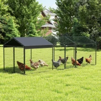 PawHut Enclos Poulailler Extérieur, Couverture Imperméable, 2 Portes Latérales, pour 3-5 Poules, 3x1x1m, Acier, Noir(m-11)