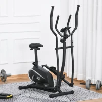 HOMCOM Ellittica da Casa Magnetica con Schermo LCD, 8 Livelli di Resistenza e Sedile Regolabile, 103x62x151cm Nero(m-10)