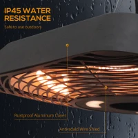 Outsunny 2000W Electric Hanging Patio Heater Ceiling Mounted Halogen Heating Indoor Outdoor with Remote Control Aluminium(m-7)