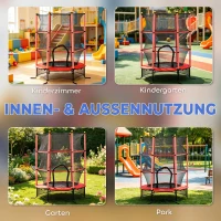 HOMCOM Trampolin für Kinder, Ø163 cm, mit Sicherheitsnetz, für drinnen und draußen, Belastung bis 50 kg, Stahl, Kunststoff, Rot(m-8)