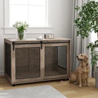 PawHut Dog Crate Furniture with Sliding Door for XL Dogs, Brown(m-10)