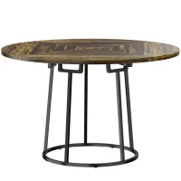 HOMCOM Dining Table Space Saving Kitchen Table Spliced Tabletop Conical Metal Base 120 cm Round Rustic Brown(m-1)