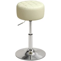 HOMCOM Taburete de Bar en Piel PU con Altura Ajustable, Asiento Acolchado Grueso, Giratorio a 360°, para Península, Blanco(m-1)