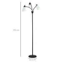 HOMCOM Arc Tree Floor Lamp with 3 Adjustable Rotating Lights, Industrial Standing Lamp with Steel Frame for Bedroom Living Room, 155cm, Black(m-3)