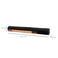 Outsunny Outdoor Patio Garden Warmer 1500W Wall Mounted Electric Infrared Halogen Heater with Remote Control Black(m-3)