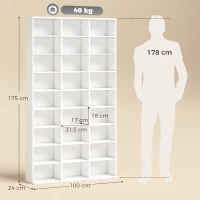 HOMCOM 835 CD/500 DVD Storage Unit, Blu-ray Media Storage Shelf with 27 Compartments and 21 Adjustable Shelves, White(m-3)