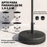 Outsunny Base de Sombrilla de Jardín Rellenable de Agua 22 kg Soporte de Parasol Redondo Apto para Postes de 38mm/48mm Portátil para Terraza Patio Ø51x30,5 cm Negro(m-4)