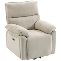 HOMCOM Elektrischer Aufstehsessel mit Massage & Wärme, Relaxsessel aus Chenille mit hochdichtem Schaumstoff und dicker Rückenlehne, Cremeweiß(m-11)