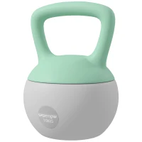 SPORTNOW Kettlebell 10kg Haltère avec Poignée Antidérapante pour Fitness Musculation Cardio, Gris et Vert(m-13)