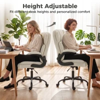 HOMCOM Chaise de Bureau Ergonomique en Chenille, Fonction Bascule, Accoudoirs Relevables, Hauteur Réglable, 70x67x108cm, Beige(m-8)