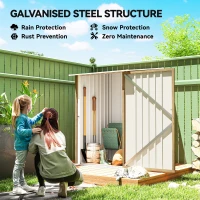 Outsunny 3.3 x 3.4ft Lean To Steel Garden Shed with Locking Door - Light Brown Wood Effect/White(m-4)