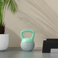 SPORTNOW Kettlebell 10kg Haltère avec Poignée Antidérapante pour Fitness Musculation Cardio, Gris et Vert(m-7)