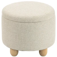 HOMCOM Hocker mit Stauraum, Runder Sitzhocker mit Deckel, Leinenoptik für Wohnzimmer, Schlafzimmer, 38,5x38,5x33,5 cm Beige(m-1)