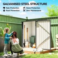 Outsunny 3.3 x 3.4ft Lean To Steel Garden Shed, with Locking Door - Dark Grey(m-4)
