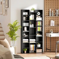 HOMCOM 21-Compartment Bookshelf - Black(m-10)