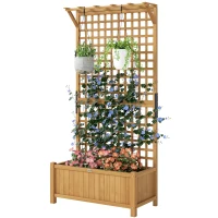 Outsunny Hochbeet mit Spalier und Dach, Pflanzkasten, Blumenbeet, wetterfest, Holz, 90 x 45 x 183 cm, Braun(m-11)