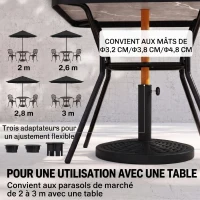 Outsunny Pied de parasol base de lestage parasol Ø 45 x 33H poids net 9 kg noir(m-4)