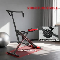 SPORTNOW Appareil d'entraînement abdominal, appareil de fitness pliable avec siège réglable, pour bras jambes 57x105x115cm rouge(m-5)