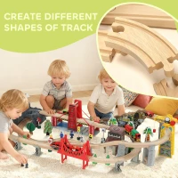 AIYAPLAY 100 Piece Wooden Train Set for Kids 3+ Years with Track, Crane, Battery Operated Train(m-7)