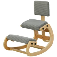 HOMCOM Scaun ergonomic pentru genunchi, scaun-genunchi cu spătar, aspect corduroy, scaun de birou pentru acasă, birou, meditație, gri închis(m-8)