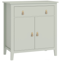 HOMCOM Aparador com Gaveta e Armário de 2 Níveis com Prateleira Ajustável Base Elevada e Amplo Tampo 80x40x90 cm Verde Claro