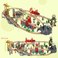 AIYAPLAY 100 Piece Wooden Train Set for Kids 3+ Years with Track, Crane, Battery Operated Train(m-3)