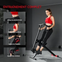 SPORTNOW Appareil d'entraînement abdominal, appareil de fitness pliable avec siège réglable, pour bras jambes 57x105x115cm rouge(m-7)