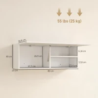 HOMCOM Mobiletto Bagno Pensile con Anta a Ribalta e Ripiani, 80x25x30 cm, Bianco(m-3)