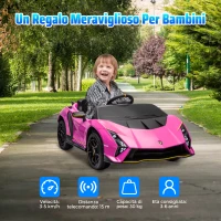 AIYAPLAY Macchina Elettrica Bambini 3-6 Anni 12V Lamborghini Autentica con 2 Motori, Porta a Forbice, Sospensioni, Rosa(m-7)