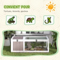 PawHut Maison enclos cage habitat pour petit animal tortues avec 2 espaces 91 x 60,5 x 32 cm bois massif marron clair(m-7)