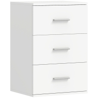 HOMCOM Nachttisch mit 3 Schubladen, Beistell-Kommode für Schlafzimmer, MDF, Weiß