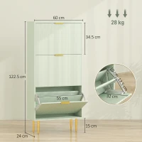 HOMCOM Elegant Three-Drawer Shoe Cabinet - Light Green(m-3)