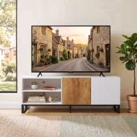 HOMCOM Mueble TV hasta 140 cm con Estantes Ajustables Blanco(m-4)