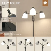 HOMCOM Arc Tree Floor Lamp with 3 Adjustable Rotating Lights, Industrial Standing Lamp with Steel Frame for Bedroom Living Room, 155cm, Black(m-6)