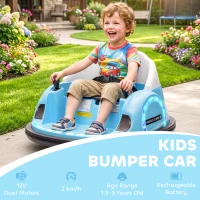 AIYAPLAY Voiture Tamponneuse Électrique Enfant 12V, Rotation à 360°, Auto-Tamponneuse Enfant avec Télécommande, Bleu(m-8)
