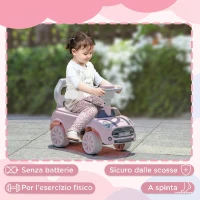 AIYAPLAY Macchina Cavalcabile per Bambini 18-36 Mesi a Spinta Manuale con Clacson, Volante Funzionante, Rosa(m-6)