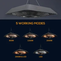Outsunny 2000W Electric Hanging Patio Heater Ceiling Mounted Halogen Heating Indoor Outdoor with Remote Control Aluminium(m-4)