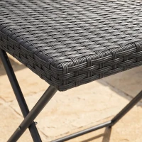 Outsunny Square PE Wicker Rattan Folding Table - Black(m-9)