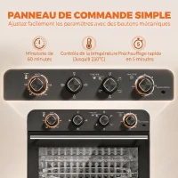 HOMCOM Friteuse à Air Chaud 36L, Four à Air Chaud 1800 W avec Rôtissoire, Plaque de Cuisson, Panier de Friture et Grille, Noir(m-7)