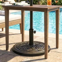 Outsunny Base per Ombrellone Rotonda da 12kg in Resina con Decorazione, per Pali da 38mm e 48mm, Φ45x33cm, Bronzo(m-10)