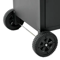 Outsunny 3+1 Burner Gas BBQ Grill, Outdoor Barbecue Trolley with Wheels, Warming Rack, Side Shelves, Cabinet, Thermometer for Garden, Party, Camping, 110L x 50W x 100Hcm, Black(m-16)