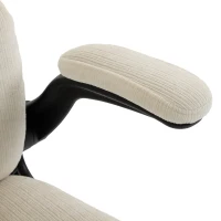HOMCOM Chaise de Bureau Ergonomique en Chenille, Fonction Bascule, Accoudoirs Relevables, Hauteur Réglable, 70x67x108cm, Beige(m-14)