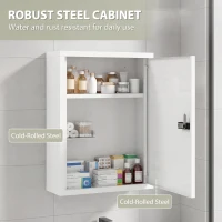 HOMCOM Wall Mount Medicine Cabinet, Bathroom Cabinet with Combination Lock, Door and Storage Shelves, White(m-6)