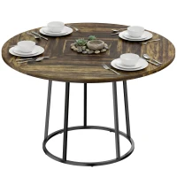 HOMCOM Dining Table Space Saving Kitchen Table Spliced Tabletop Conical Metal Base 120 cm Round Rustic Brown(m-14)